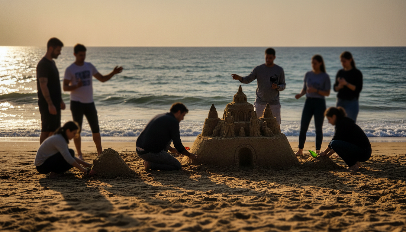 Filipino artist creates sand art at Zamir Beach