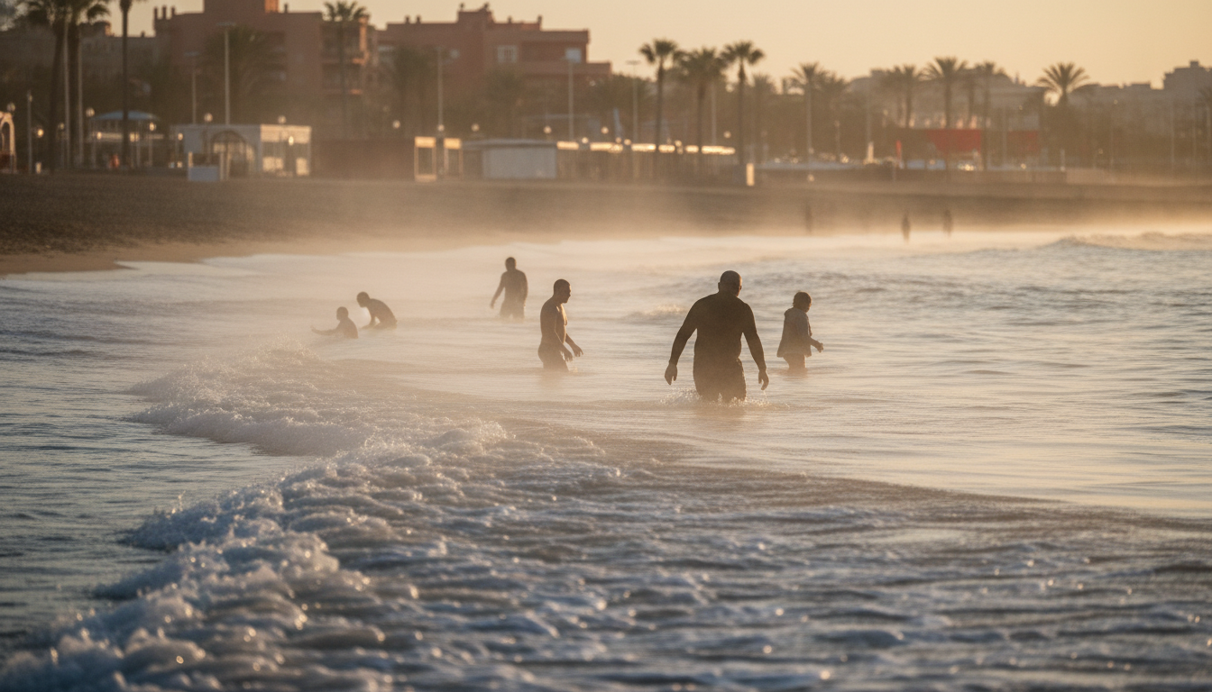 Ice bath event at Ashkelon beach